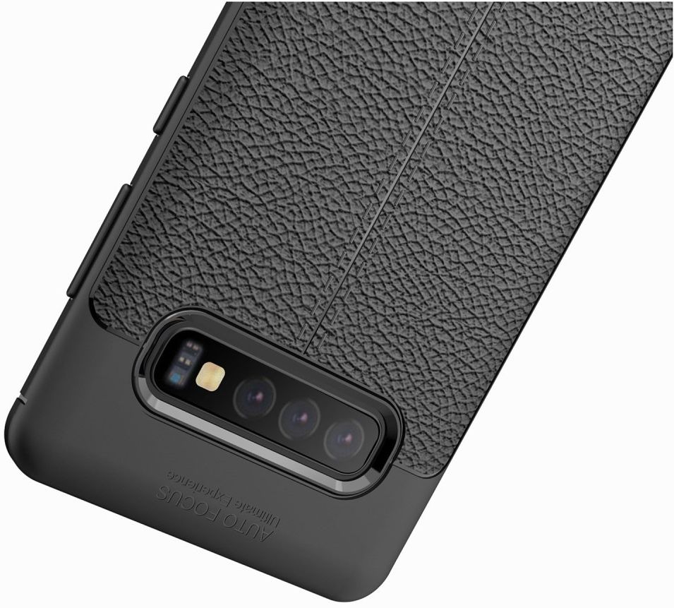 Samsung Galaxy S10 Plus Hoesje met Leren Textuur Zwart afbeelding 4