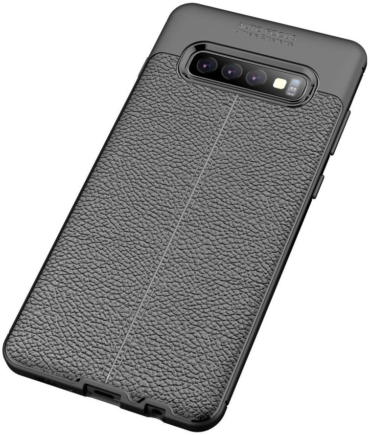 Samsung Galaxy S10 Plus Hoesje met Leren Textuur Zwart afbeelding 5