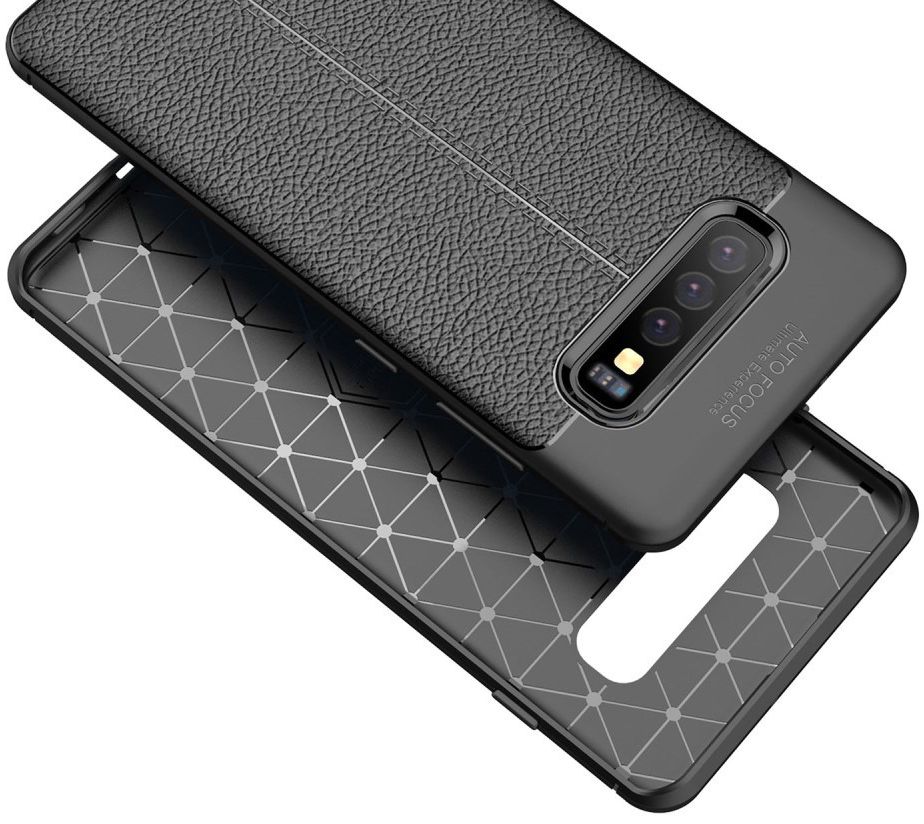 Samsung Galaxy S10 Plus Hoesje met Leren Textuur Zwart afbeelding 6