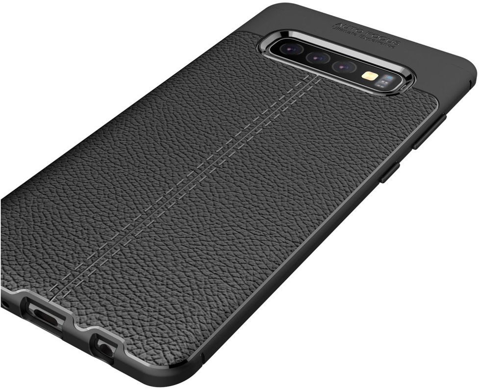 Samsung Galaxy S10 Plus Hoesje met Leren Textuur Zwart afbeelding 8
