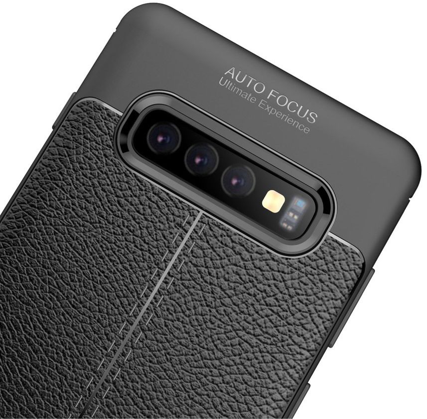 Samsung Galaxy S10 Plus Hoesje met Leren Textuur Zwart afbeelding 9