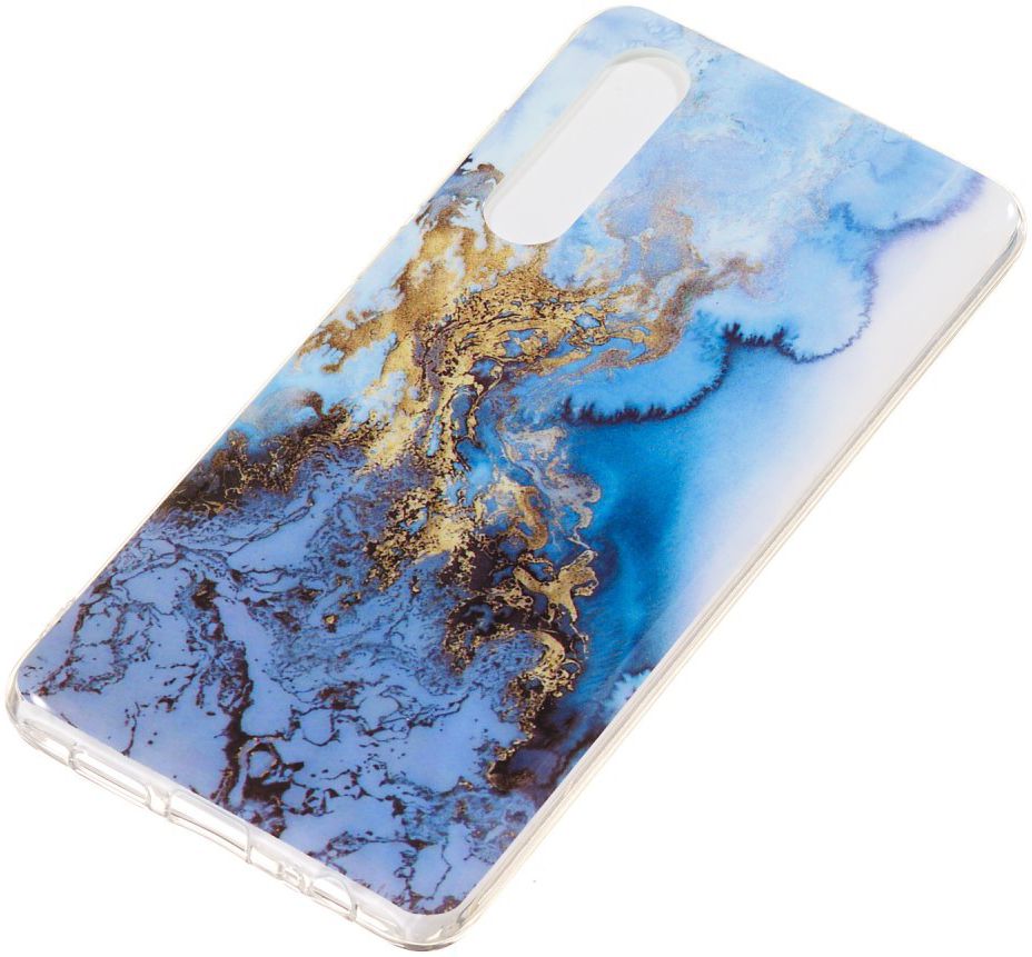 Huawei P30 TPU Hoesje met Marmer Opdruk Blauw Goud afbeelding 2