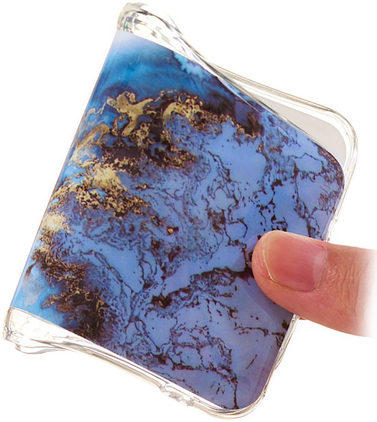 Huawei P30 TPU Hoesje met Marmer Opdruk Blauw Goud afbeelding 3