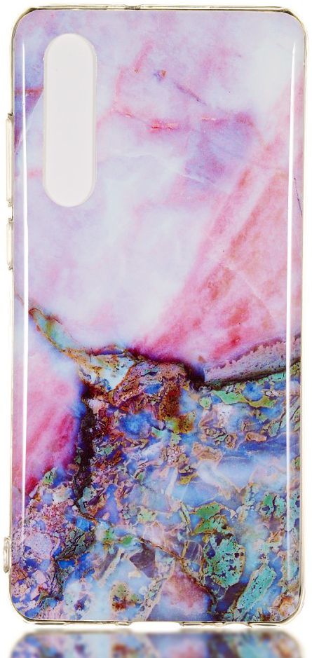Huawei P30 TPU Hoesje met Marmer Opdruk Blauw Roze afbeelding 1