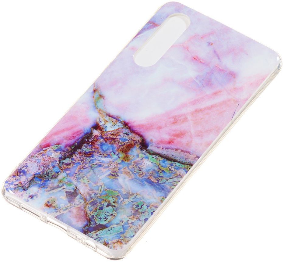 Huawei P30 TPU Hoesje met Marmer Opdruk Blauw Roze afbeelding 2