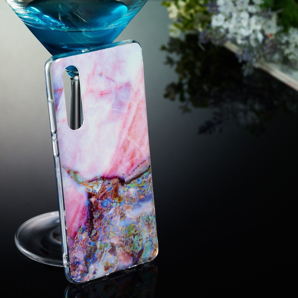 Huawei P30 TPU Hoesje met Marmer Opdruk Blauw Roze afbeelding 3