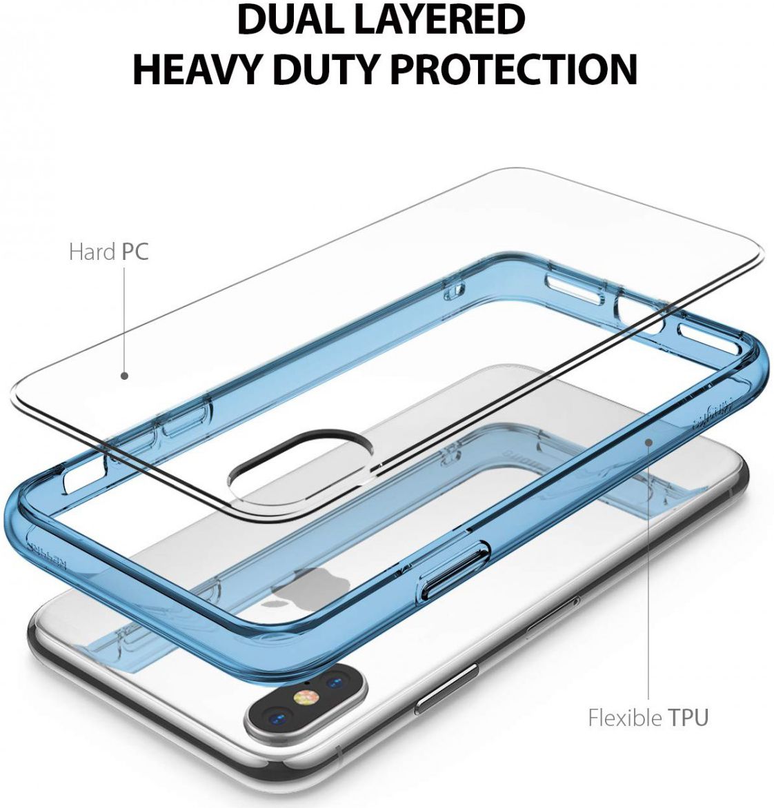 Ringke Fusion Apple iPhone XS Hoesje Blue afbeelding 4