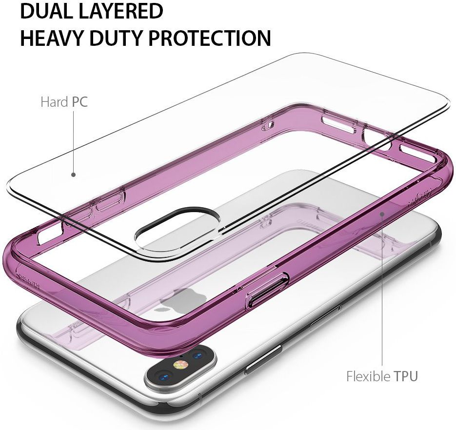 Ringke Fusion iPhone X Hoesje Doorzichtig Orchid Purple afbeelding 4