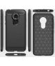 Motorola Moto E6 Geborsteld TPU Hoesje Zwart