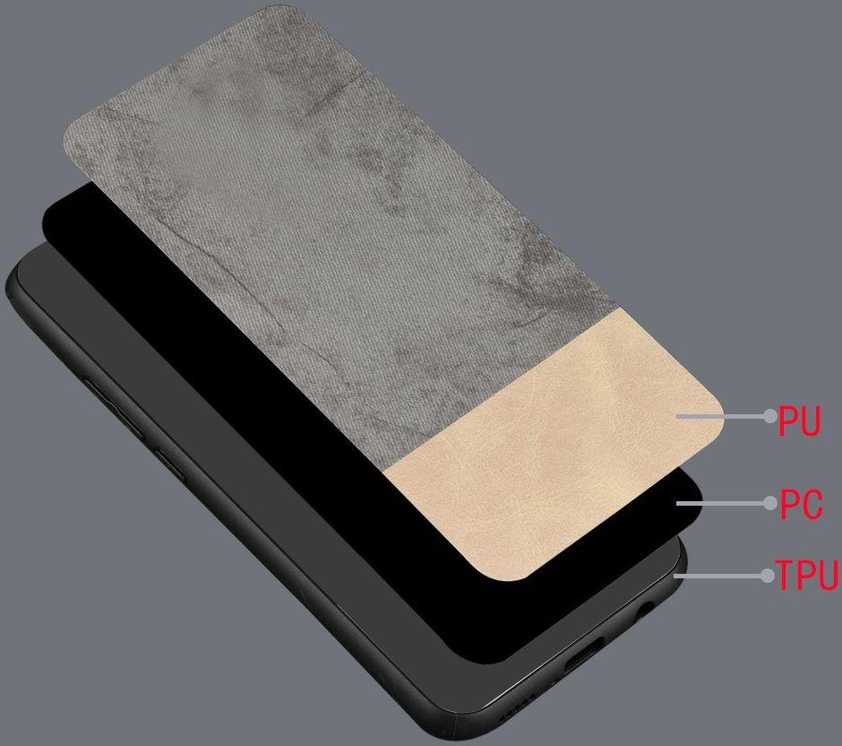 Huawei P Smart (2019) Leren Coating Hybride Hoesje Grijs afbeelding 3