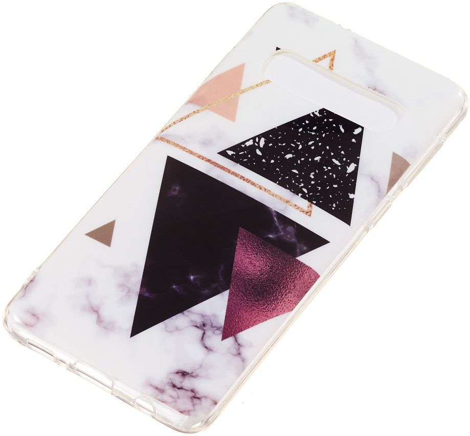Samsung Galaxy S10 TPU Back Cover met Marmer Print Driehoeken afbeelding 2
