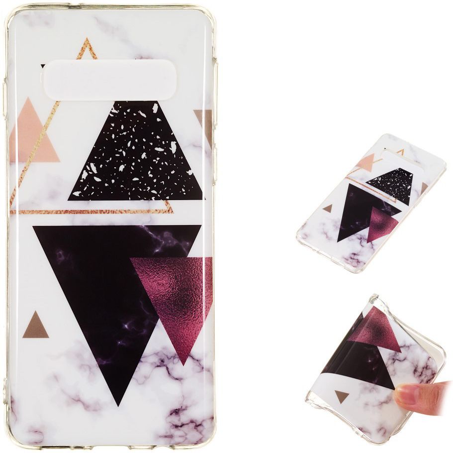 Samsung Galaxy S10 TPU Back Cover met Marmer Print Driehoeken afbeelding 5