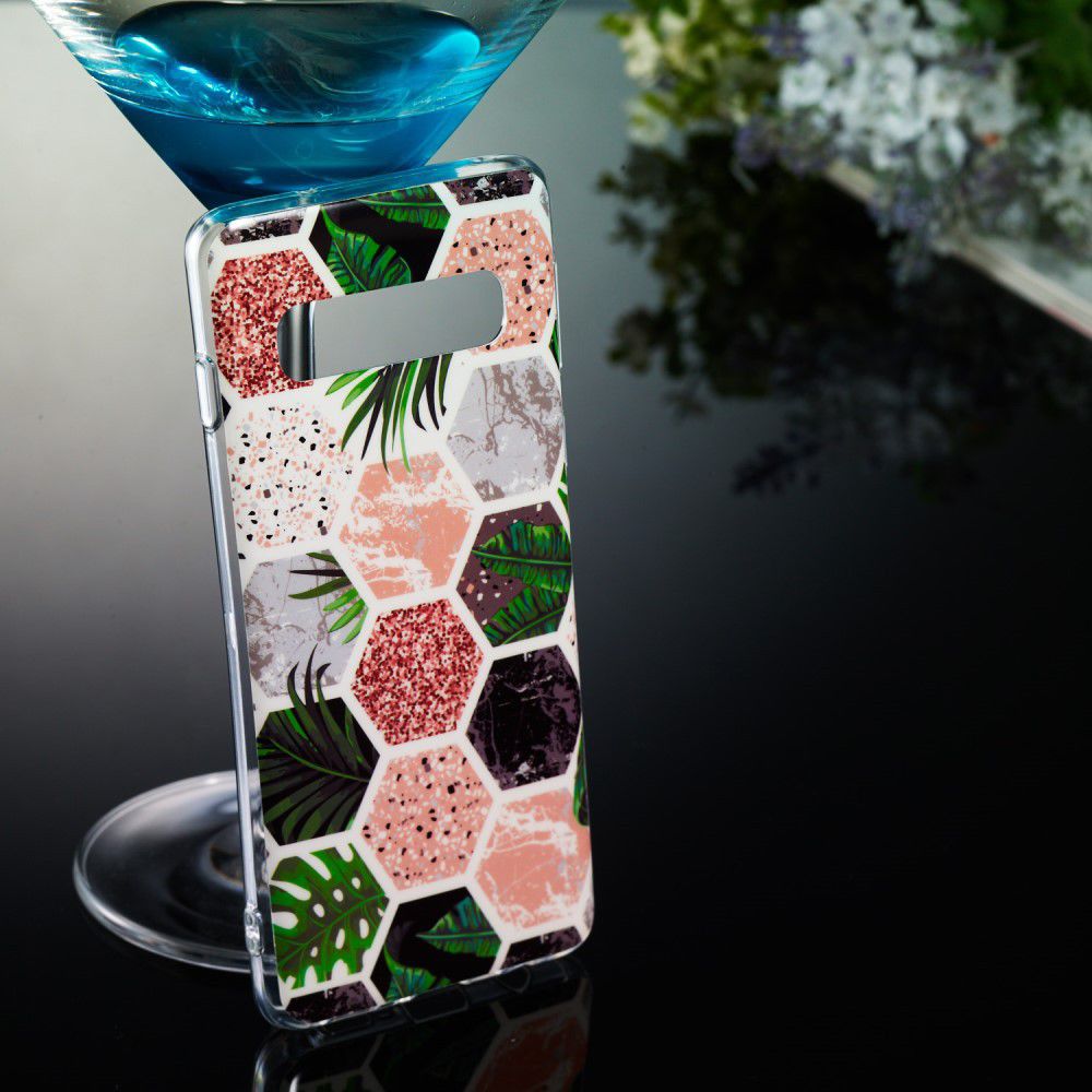 Samsung Galaxy S10 TPU Back Cover met Marmer Print Hexagonnen afbeelding 3
