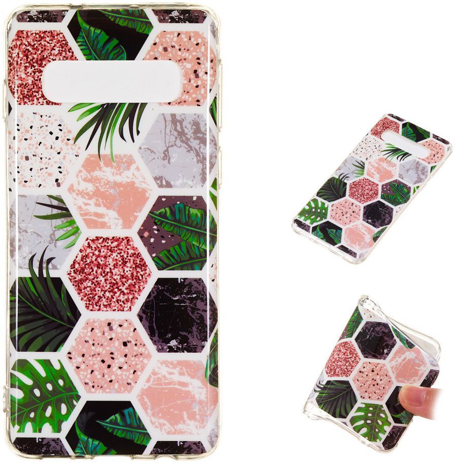 Samsung Galaxy S10 TPU Back Cover met Marmer Print Hexagonnen afbeelding 4