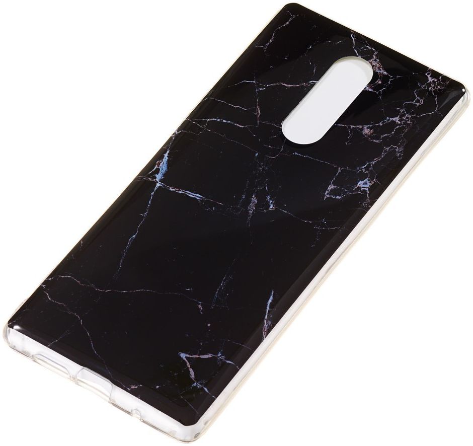 Sony Xperia 1 TPU Back Cover met Marmer Print Zwart afbeelding 2