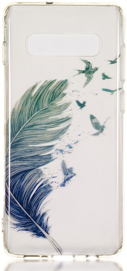 Samsung Galaxy S10 Plus Transparant TPU Hoesje met Veer Print afbeelding 1