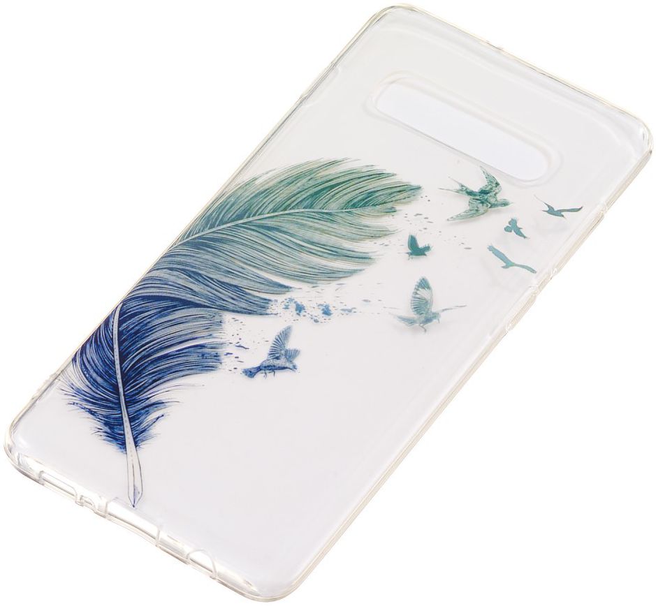 Samsung Galaxy S10 Plus Transparant TPU Hoesje met Veer Print afbeelding 2