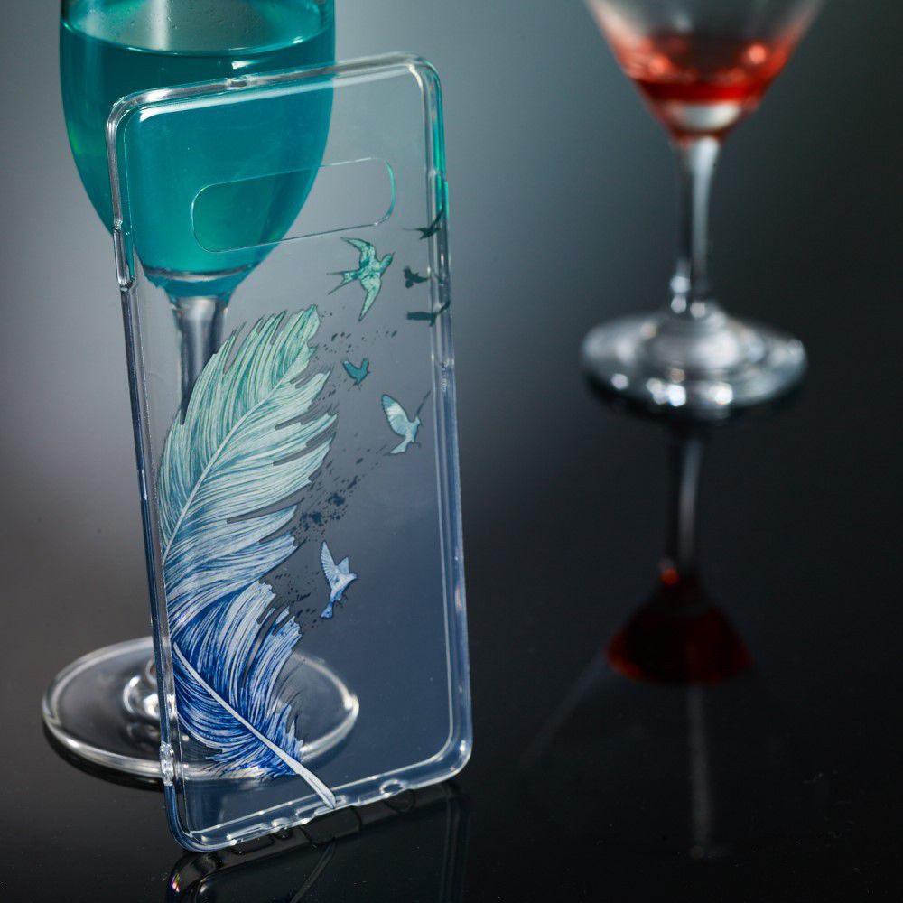 Samsung Galaxy S10 Plus Transparant TPU Hoesje met Veer Print afbeelding 4