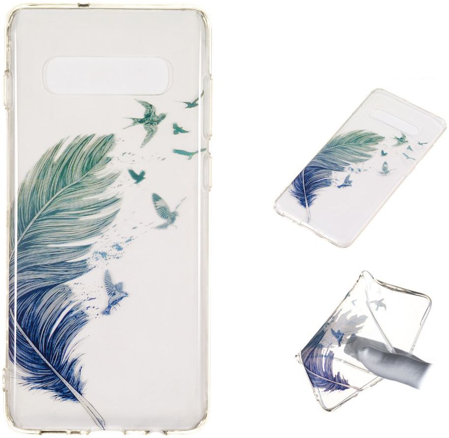 Samsung Galaxy S10 Plus Transparant TPU Hoesje met Veer Print afbeelding 5