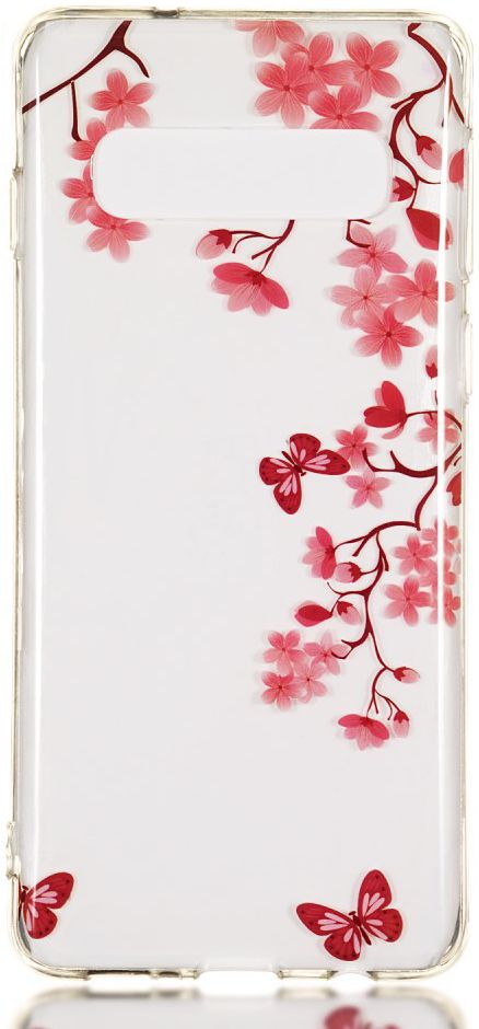 Samsung Galaxy S10 Transparant TPU Hoesje met Rode Bloemen Print afbeelding 1
