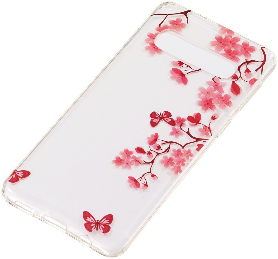 Samsung Galaxy S10 Transparant TPU Hoesje met Rode Bloemen Print afbeelding 2