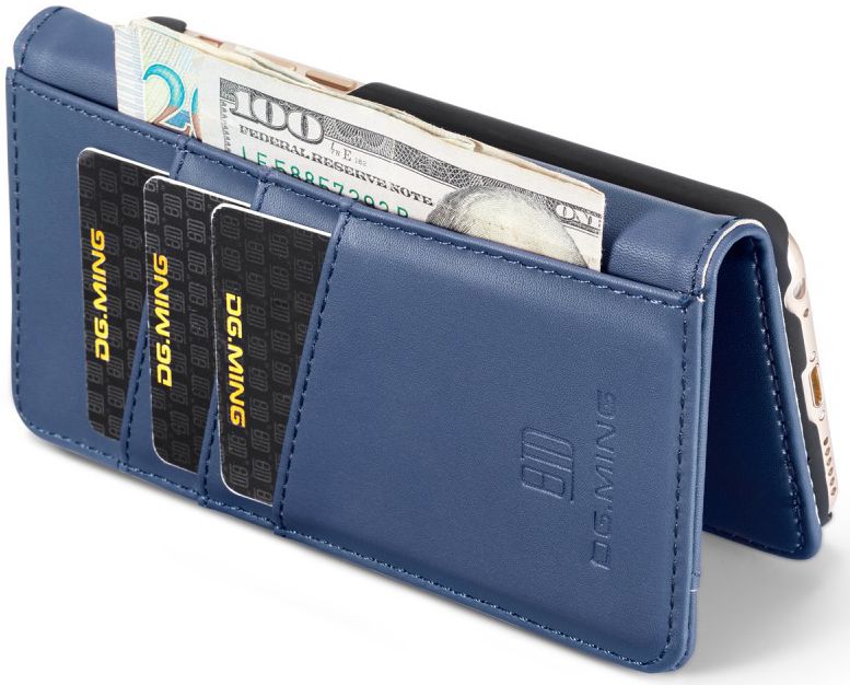 Apple iPhone 6s Plus Leren 2-in-1 Bookcase en Back Cover Hoesje Blauw afbeelding 12