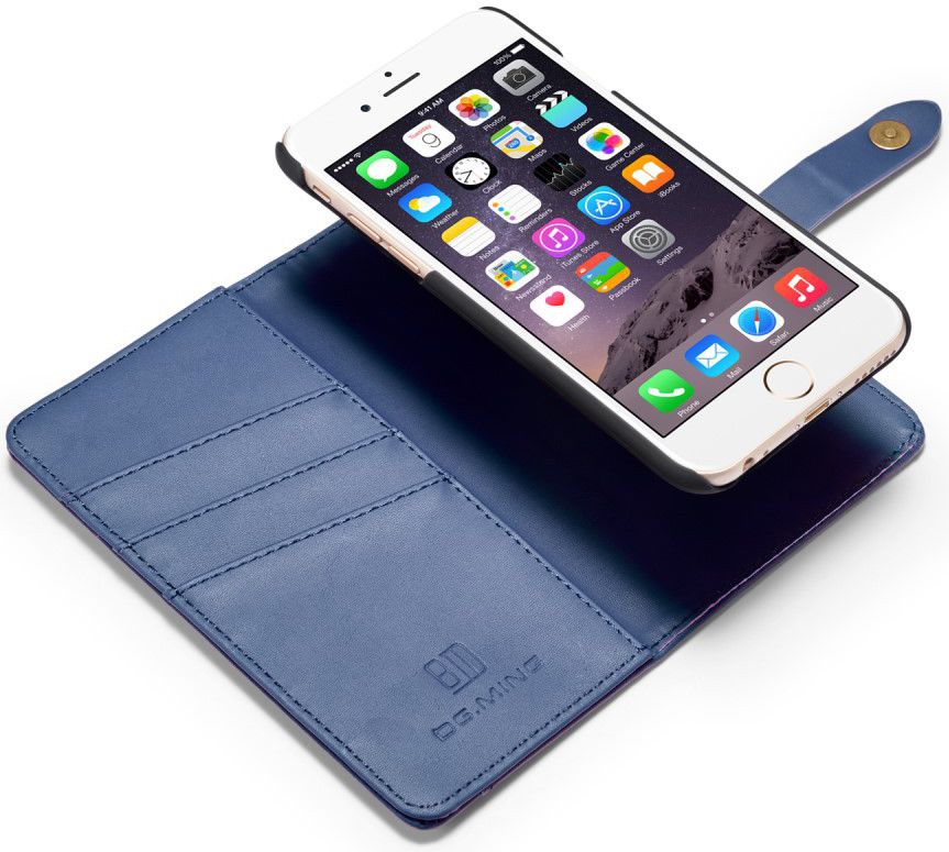 Apple iPhone 6s Plus Leren 2-in-1 Bookcase en Back Cover Hoesje Blauw afbeelding 2