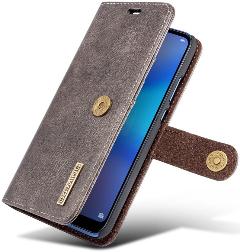 Huawei P20 Lite Leren Portemonnee Hoesje Grijs afbeelding 2