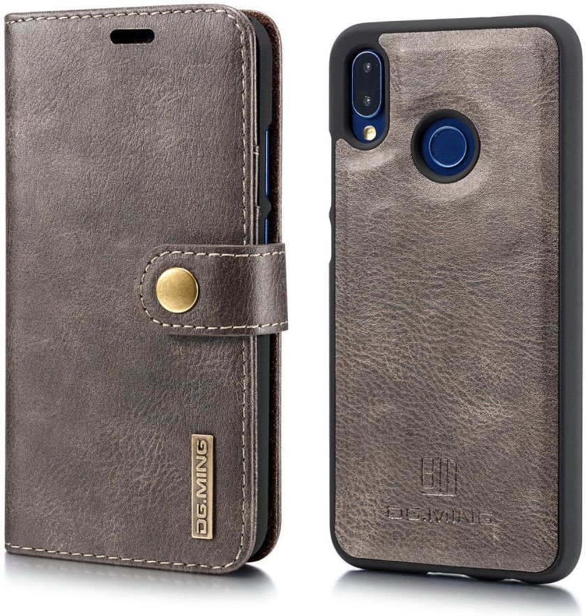 Huawei P20 Lite Leren Portemonnee Hoesje Grijs afbeelding 5