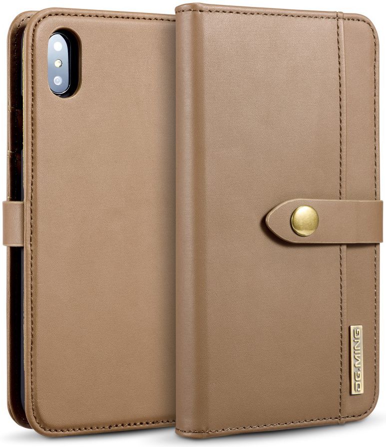Apple iPhone XS Max Leren 2-in-1 Bookcase en Back Cover Hoesje Bruin afbeelding 1