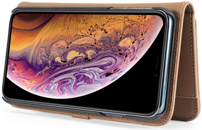 Apple iPhone XS Max Leren 2-in-1 Bookcase en Back Cover Hoesje Bruin afbeelding 11