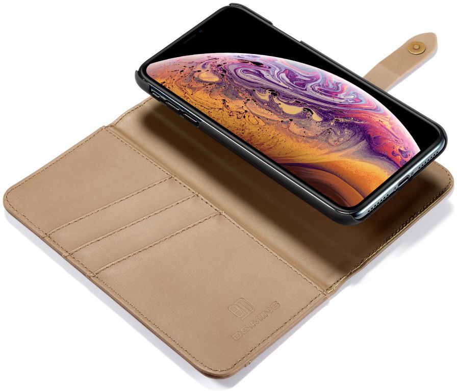 Apple iPhone XS Max Leren 2-in-1 Bookcase en Back Cover Hoesje Bruin afbeelding 2