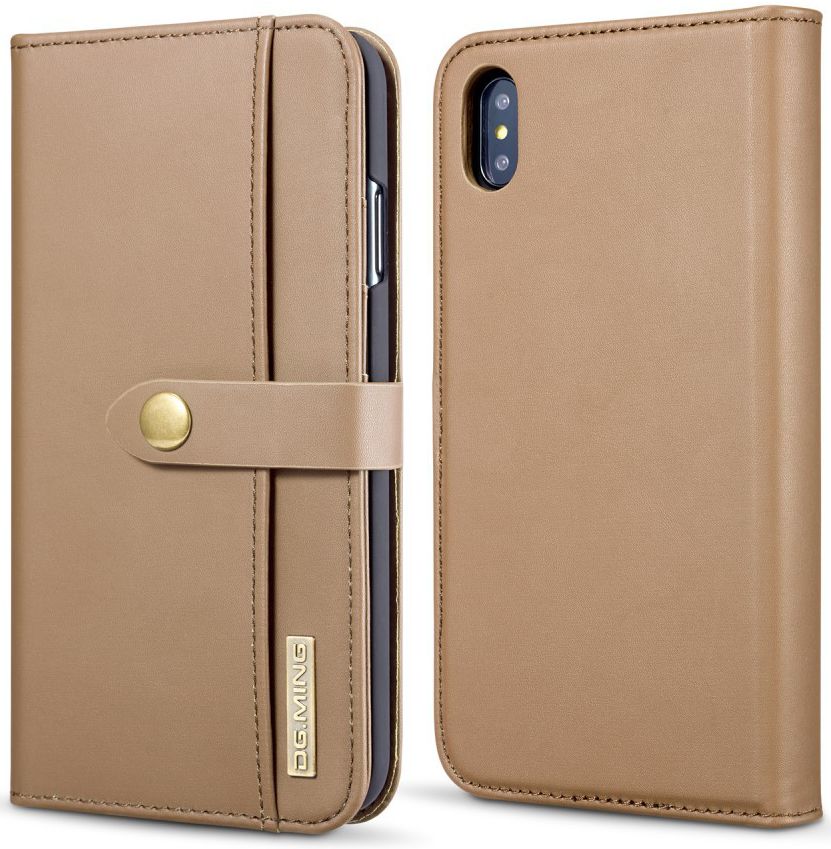Apple iPhone XS Max Leren 2-in-1 Bookcase en Back Cover Hoesje Bruin afbeelding 5