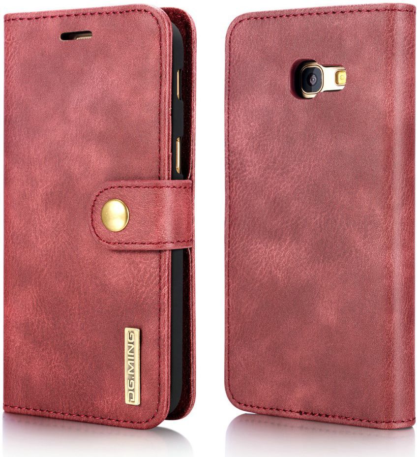 Samsung Galaxy A5 (2017) Echt Leren Portemonnee Hoesje Rood afbeelding 3