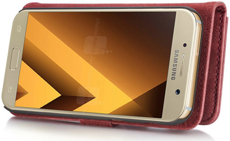 Samsung Galaxy A5 (2017) Echt Leren Portemonnee Hoesje Rood afbeelding 12