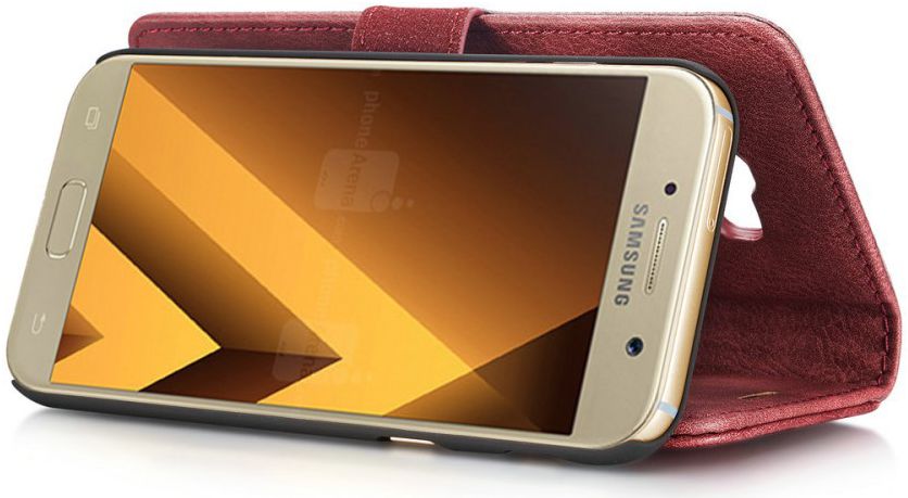 Samsung Galaxy A5 (2017) Echt Leren Portemonnee Hoesje Rood afbeelding 5