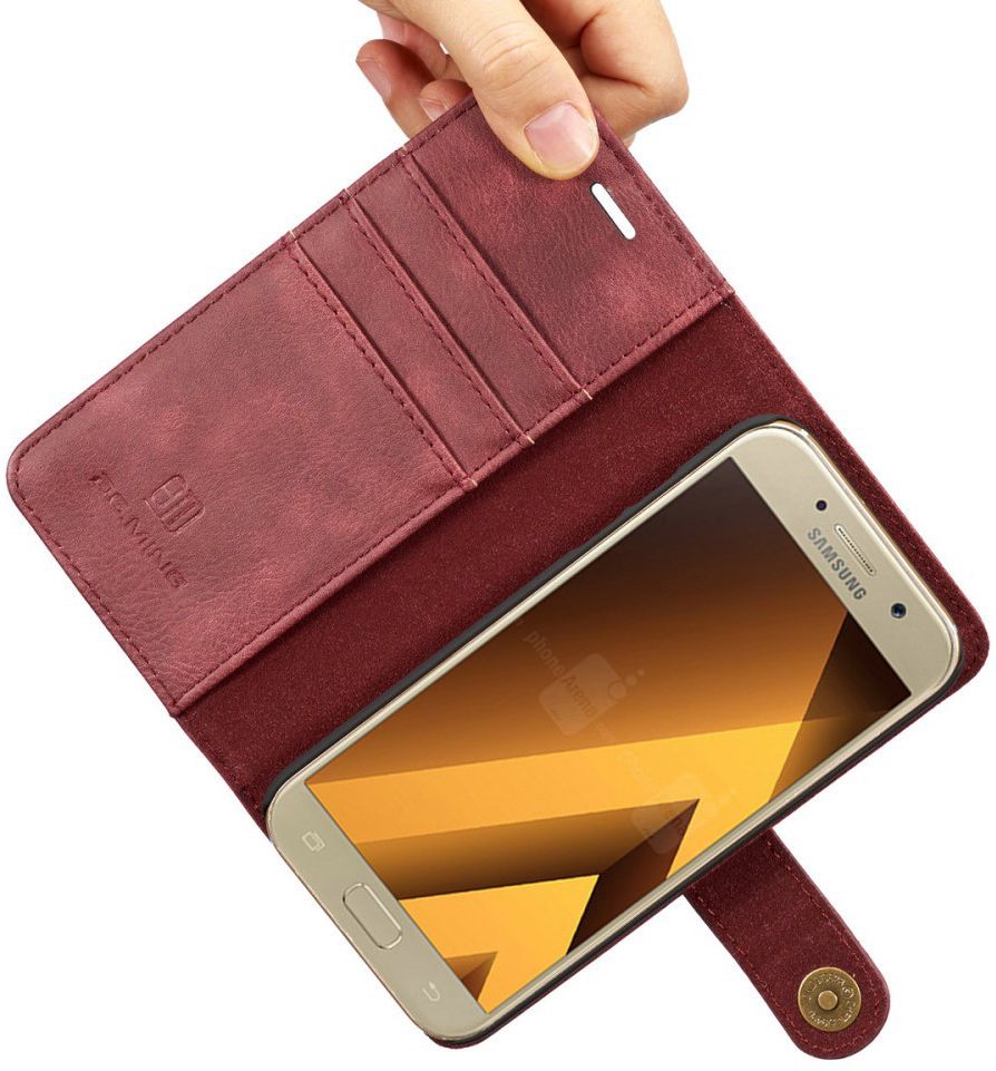 Samsung Galaxy A5 (2017) Echt Leren Portemonnee Hoesje Rood afbeelding 14