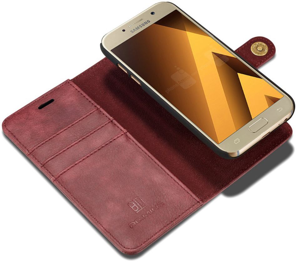 Samsung Galaxy A5 (2017) Echt Leren Portemonnee Hoesje Rood afbeelding 2