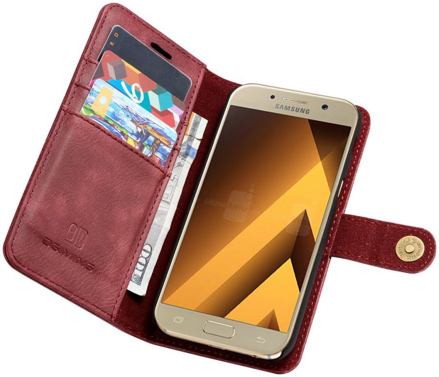 Samsung Galaxy A5 (2017) Echt Leren Portemonnee Hoesje Rood afbeelding 1