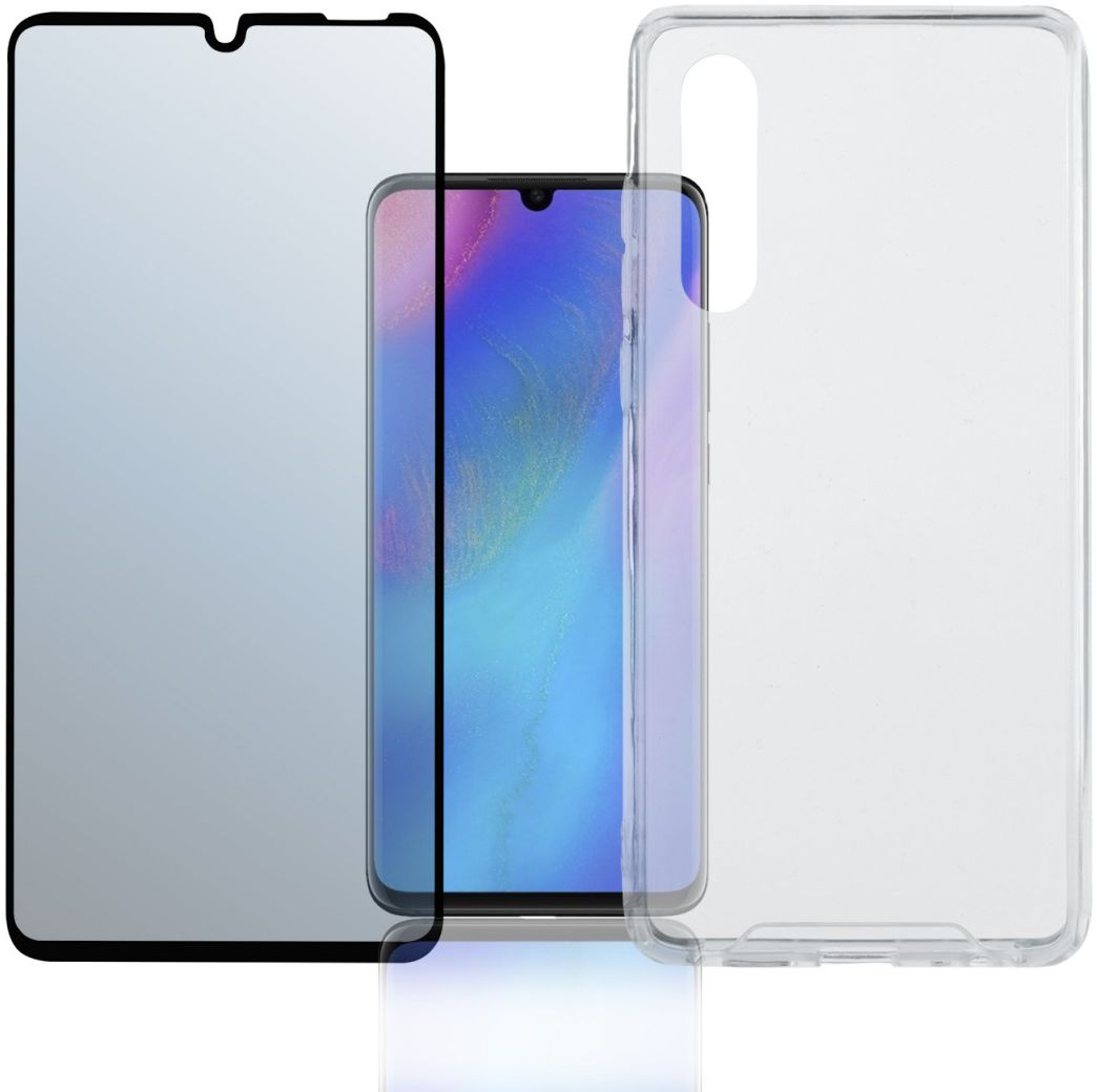 4smarts Colour Frame Tempered Glass + TPU Hoesje Huawei P30 Zwart afbeelding 1