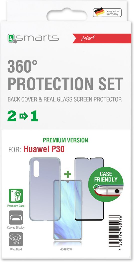 4smarts Colour Frame Tempered Glass + TPU Hoesje Huawei P30 Zwart afbeelding 4