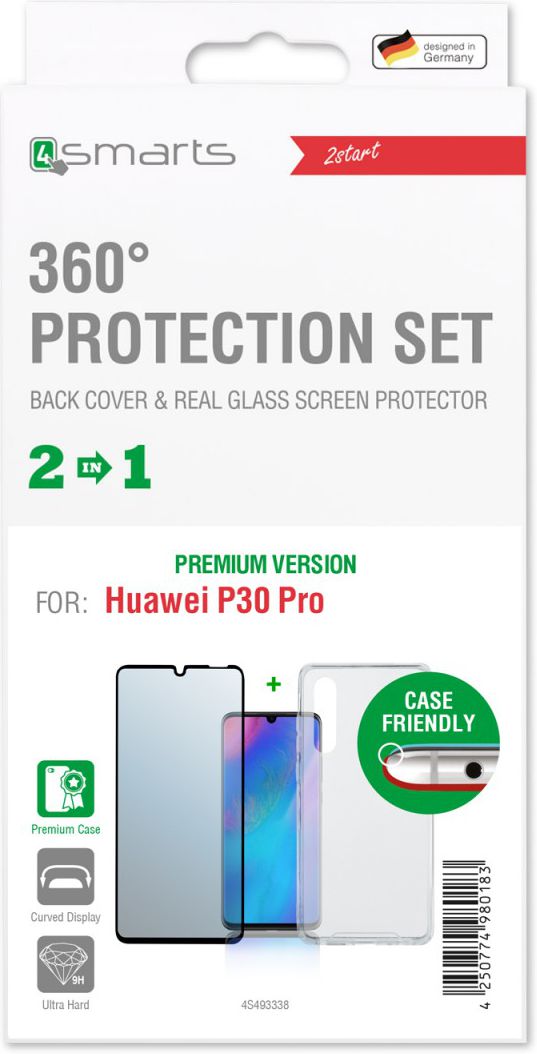 4smarts Colour Frame Tempered Glass + TPU Hoesje Huawei P30 Pro Zwart afbeelding 4