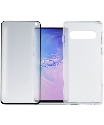 4smarts Colour Frame Tempered Glass + TPU Hoesje Galaxy S10 Zwart Hoesjes
