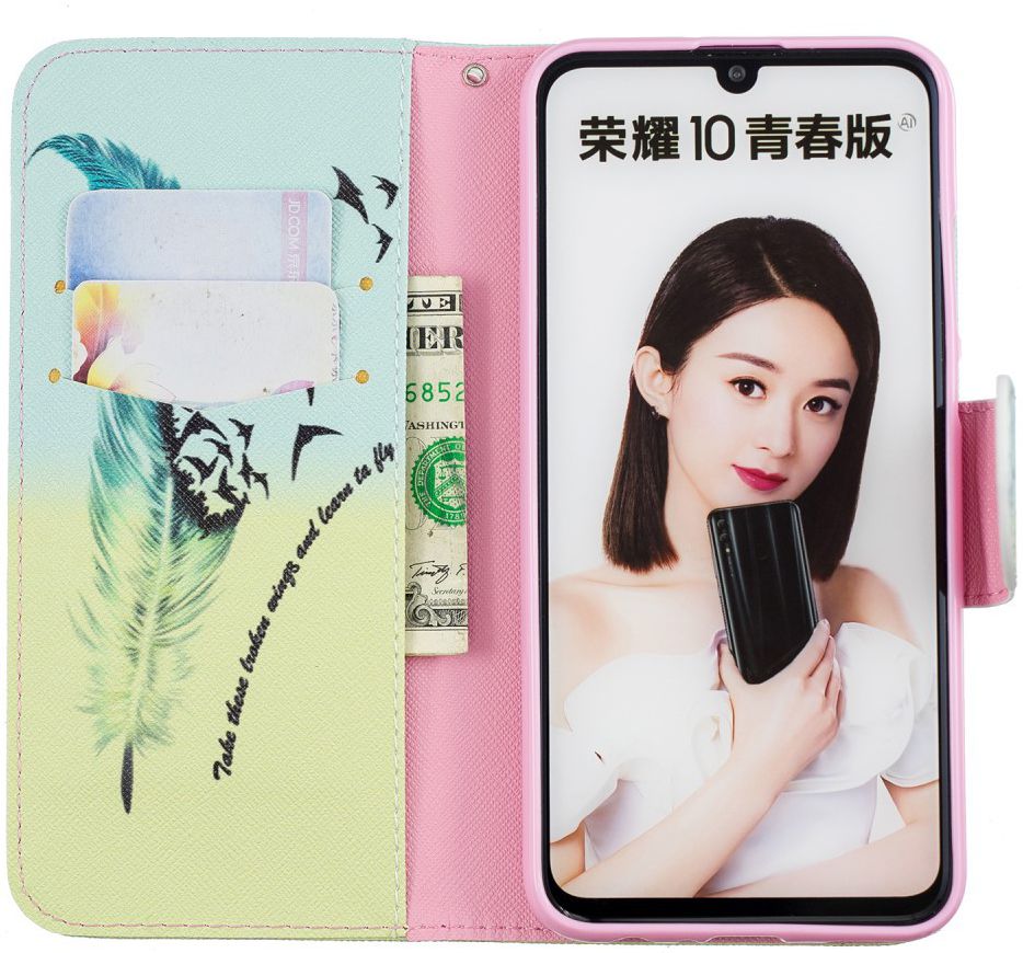 Huawei P Smart (2019) Portemonnee Hoesje met Veer Print afbeelding 2