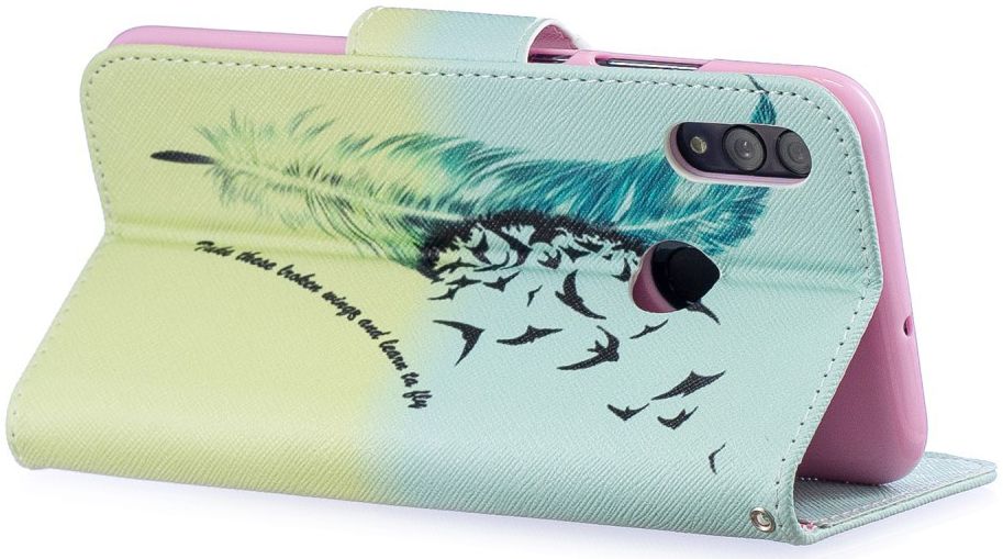 Huawei P Smart (2019) Portemonnee Hoesje met Veer Print afbeelding 5
