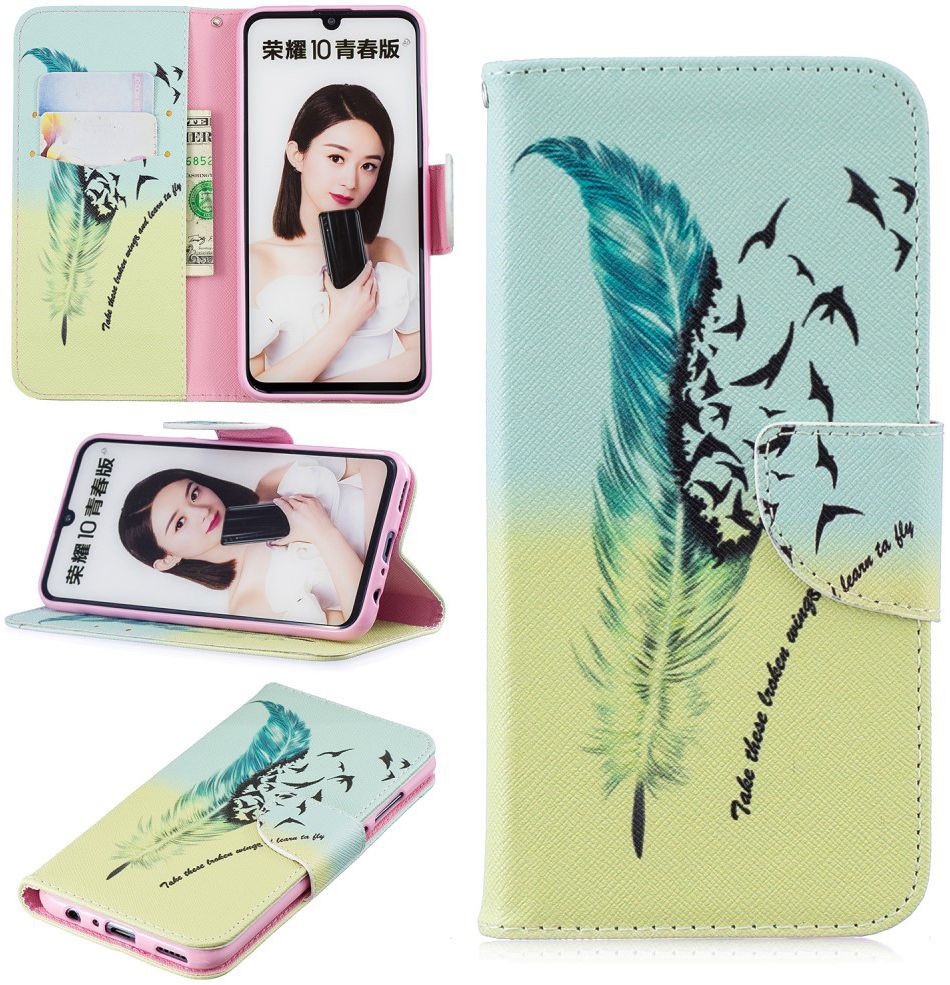 Huawei P Smart (2019) Portemonnee Hoesje met Veer Print afbeelding 7