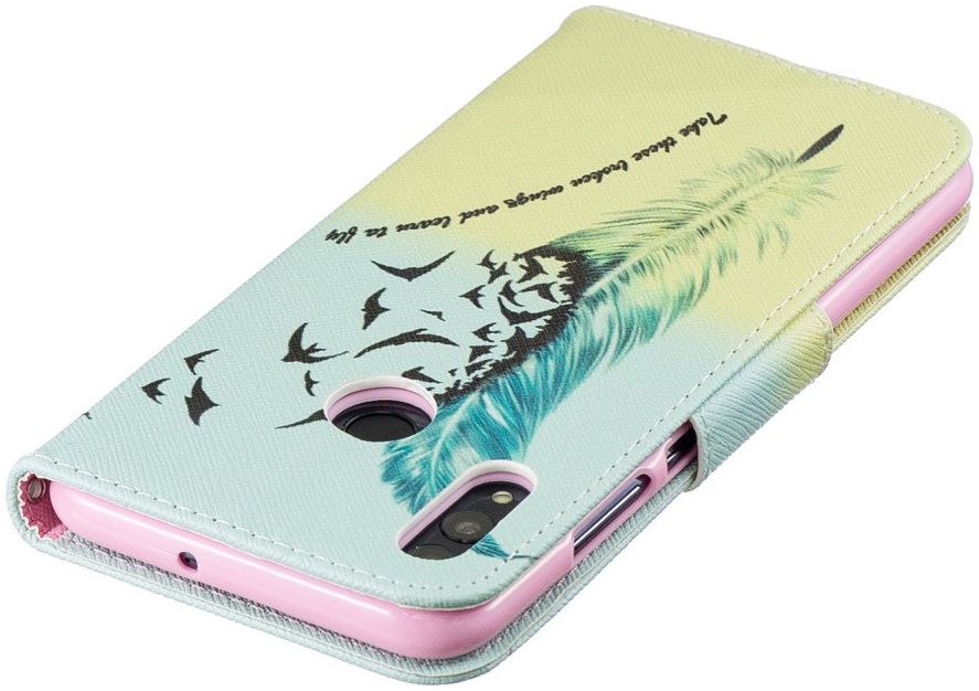 Huawei P Smart (2019) Portemonnee Hoesje met Veer Print afbeelding 8