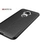 Motorola Moto E6 TPU Hoesje met Kunstleer Coating Zwart