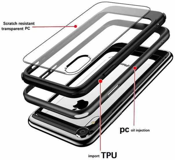 Armor X BX-Series Apple iPhone 8 / 7 Robuust Hoesje Transparant Zwart afbeelding 2