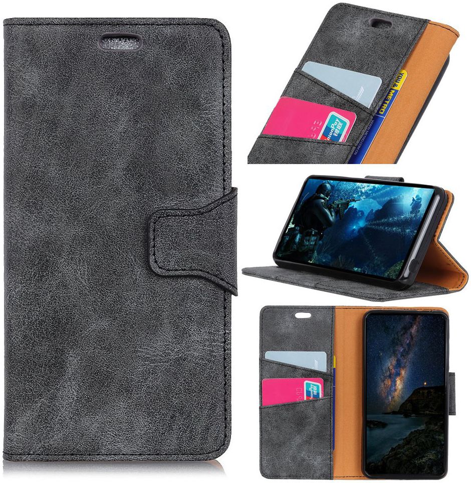 Honor View 20 Echt Leren Portemonnee Hoesje Grijs afbeelding 1